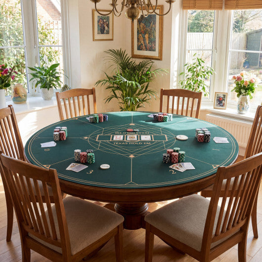 Round Poker Mat for Texas Hold'em 55 inch Portable Foldable Anti-Slip Rubber Base Table Layout-Green W2B