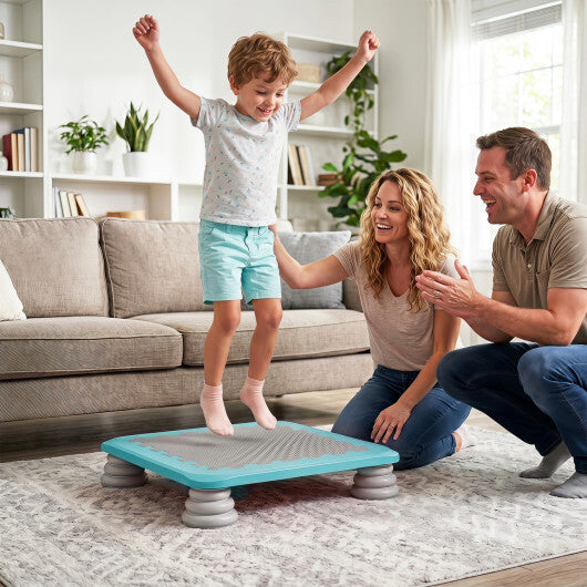 25.5 Inch Kids Mini Trampoline with 4 Removable and Non-Slip Foot Pads-Blue W2B