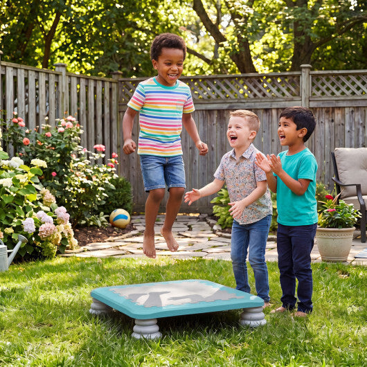 25.5 Inch Kids Mini Trampoline with 4 Removable and Non-Slip Foot Pads-Blue W2B