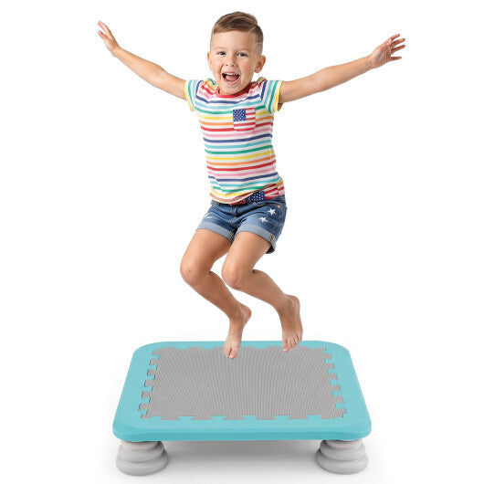 25.5 Inch Kids Mini Trampoline with 4 Removable and Non-Slip Foot Pads-Blue W2B