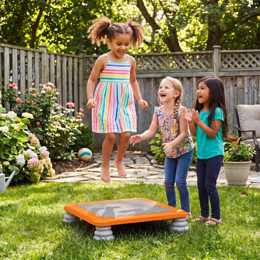 25.5 Inch Kids Mini Trampoline with 4 Removable and Non-Slip Foot Pads-Blue W2B