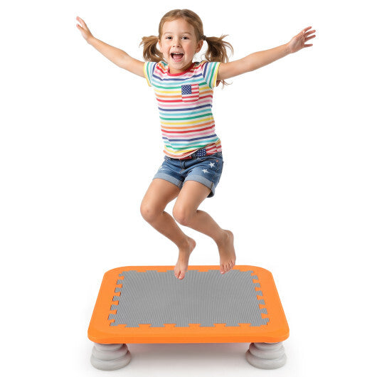 25.5 Inch Kids Mini Trampoline with 4 Removable and Non-Slip Foot Pads-Blue W2B