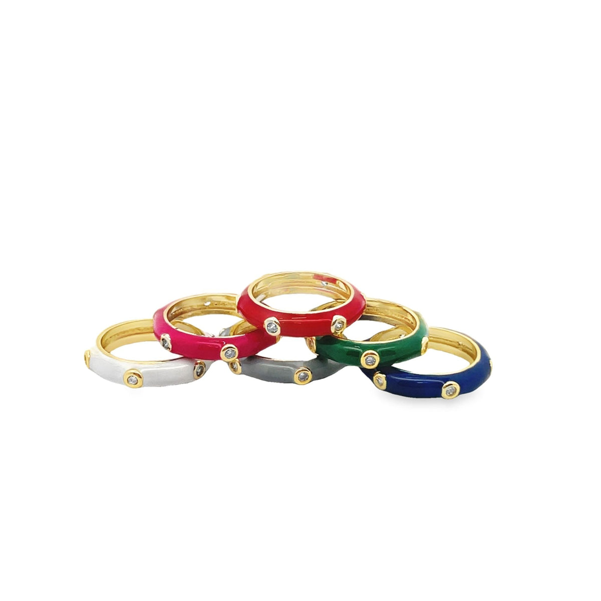 Enamel Ring With CZ Stones (D48) MIA Jewelry