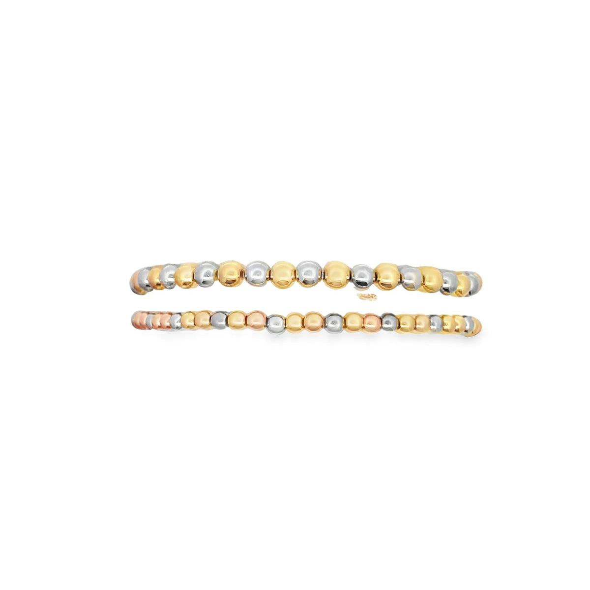 Three Toned Gold, Rose Gold, Silver Bead Bracelet | Gold Filled Beaded Bracelet MIA Jewelry