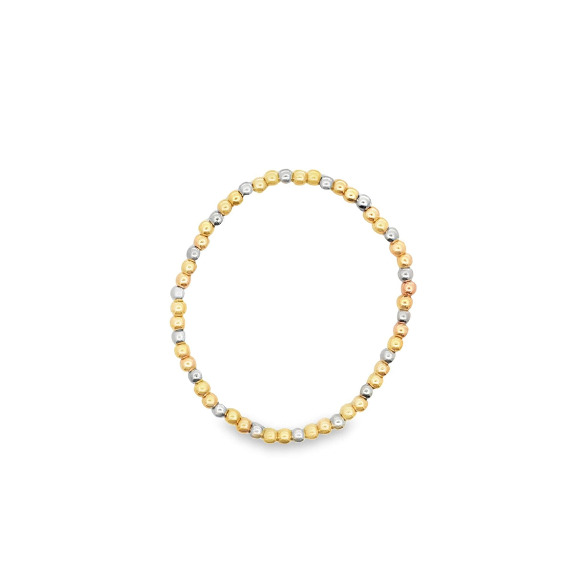 Three Toned Gold, Rose Gold, Silver Bead Bracelet | Gold Filled Beaded Bracelet MIA Jewelry