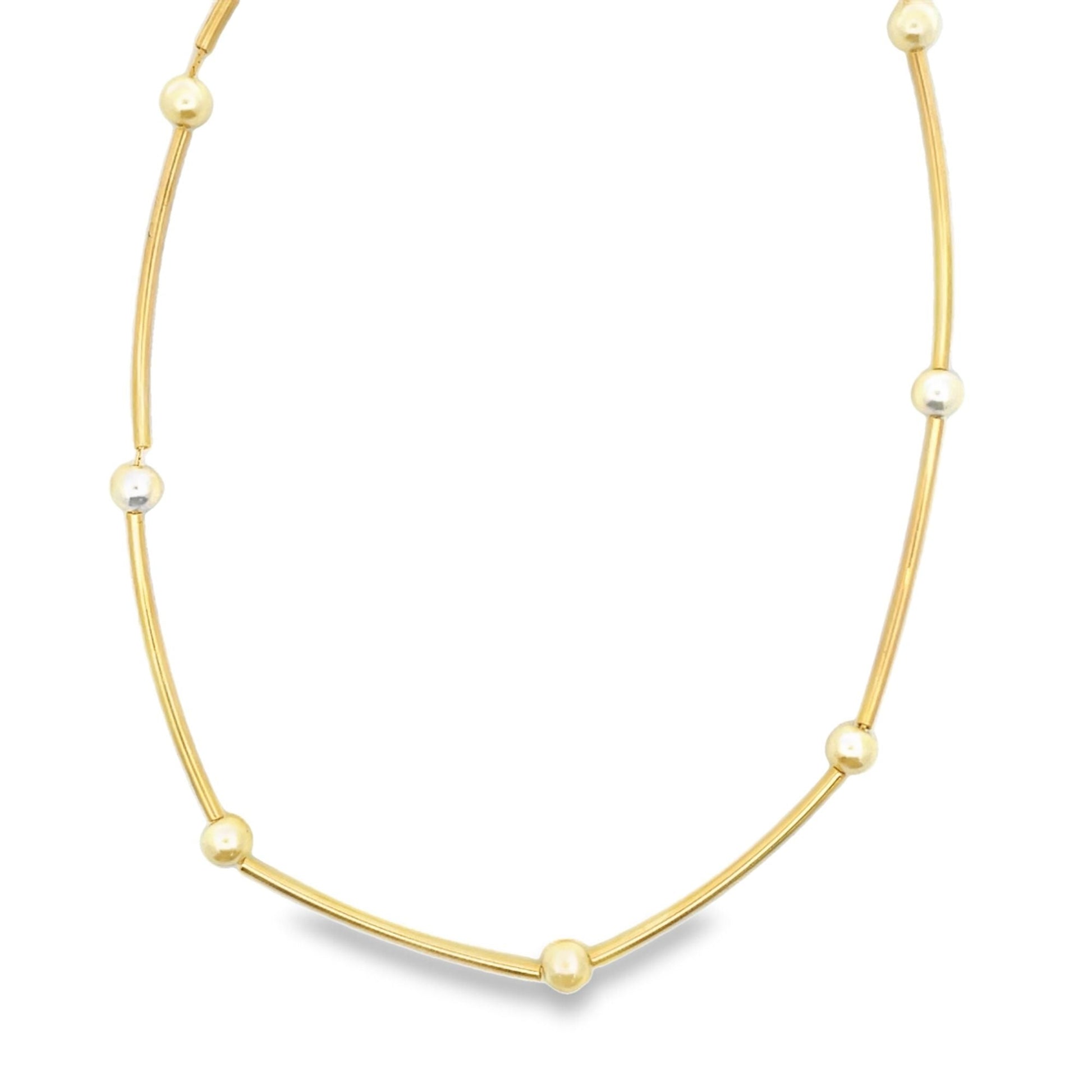 Bar Link Pearl Necklace (H144) MIA Jewelry
