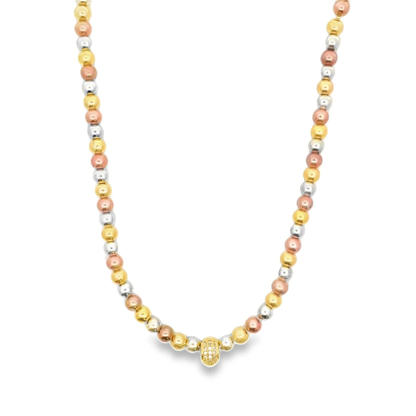 3 Toned Beaded Necklace (F247)-0