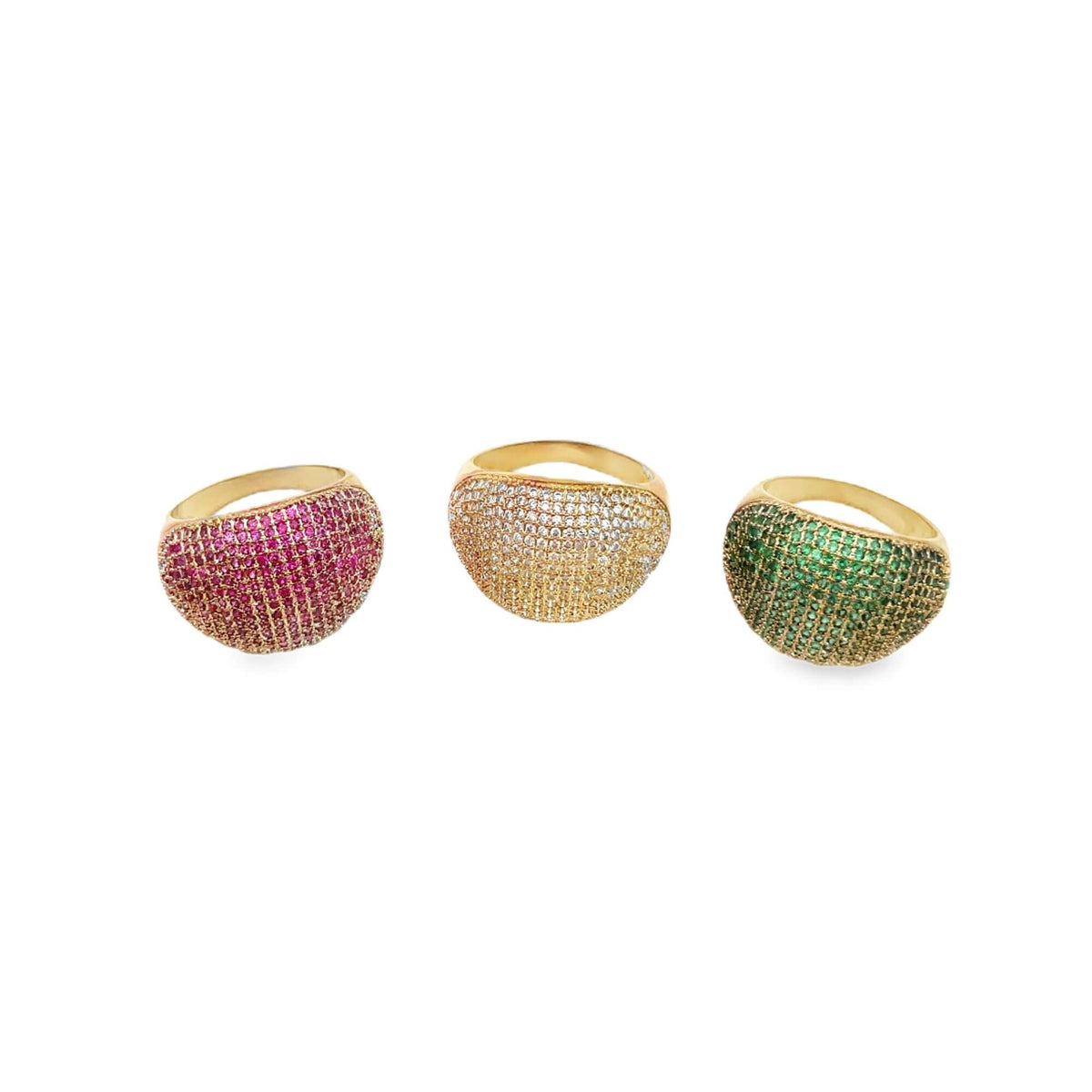 Colored CZ Paved Thin Dome Ring (D19) MIA Jewelry