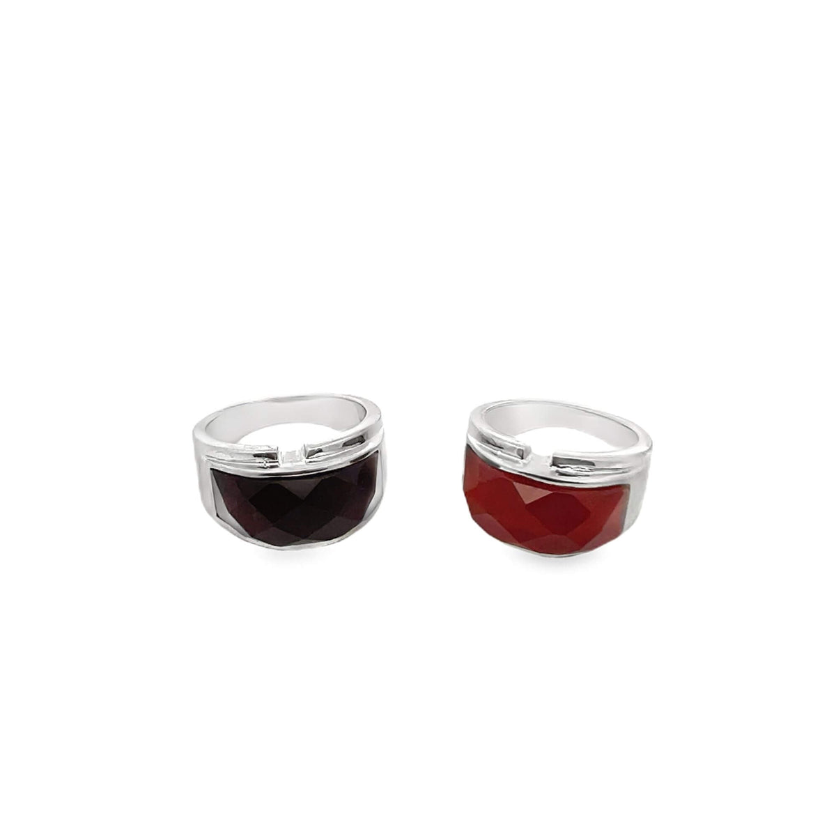 Thick Rhodium Natural Gemstone Ring MIA Jewelry