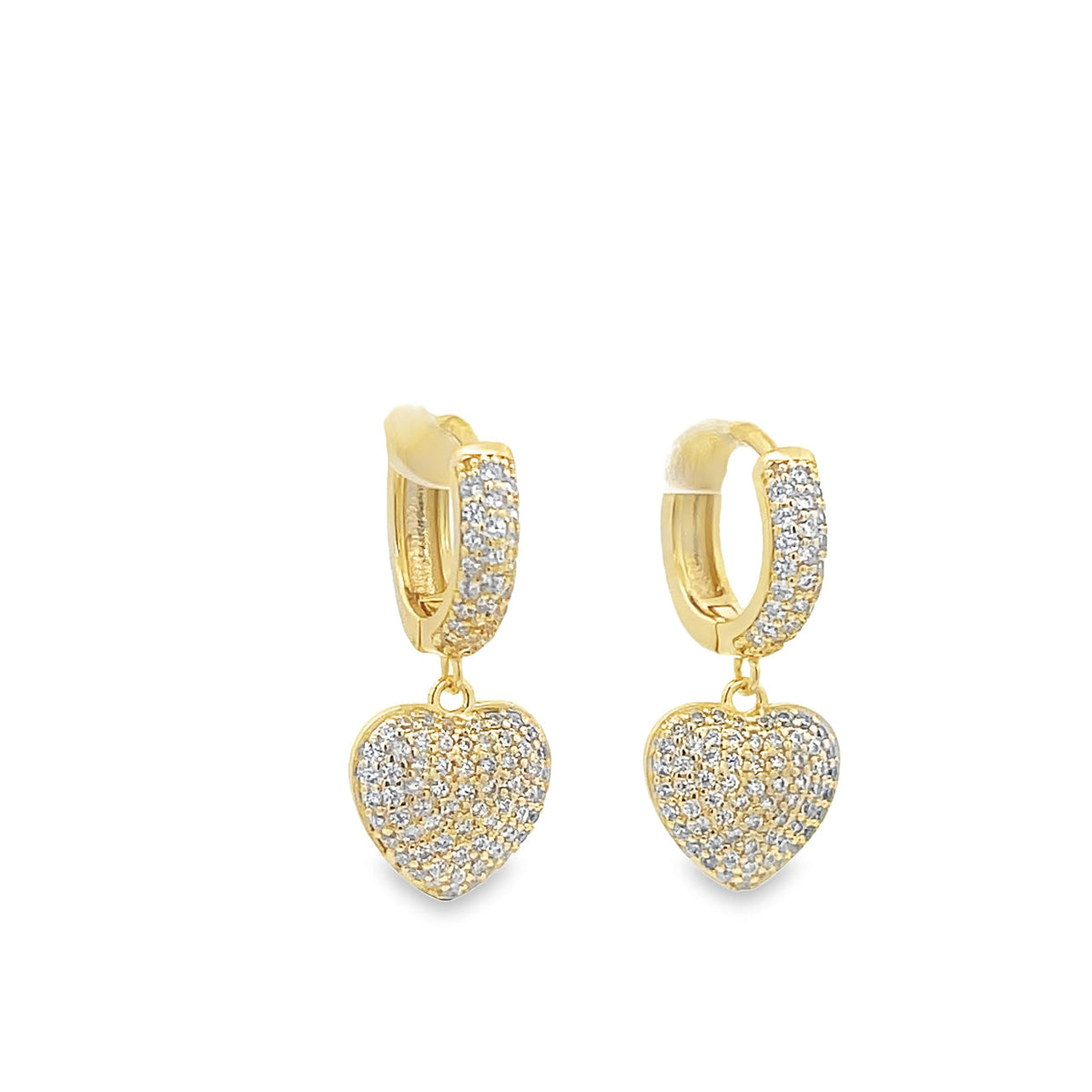Dangle CZ Heart Huggies Earrings (L228) MIA Jewelry
