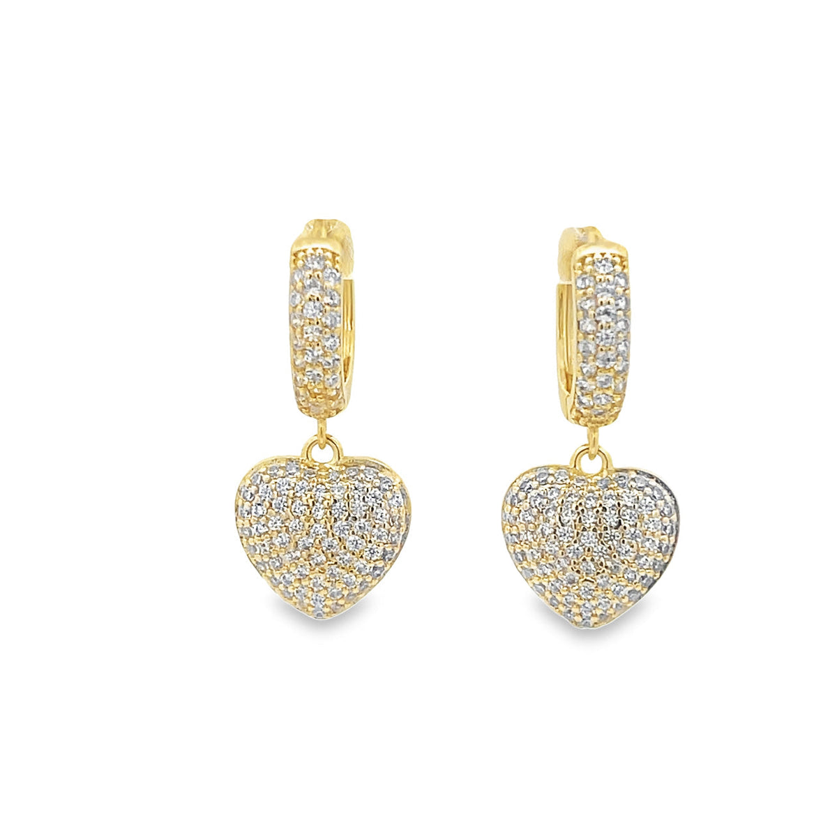 Dangle CZ Heart Huggies Earrings (L228) MIA Jewelry