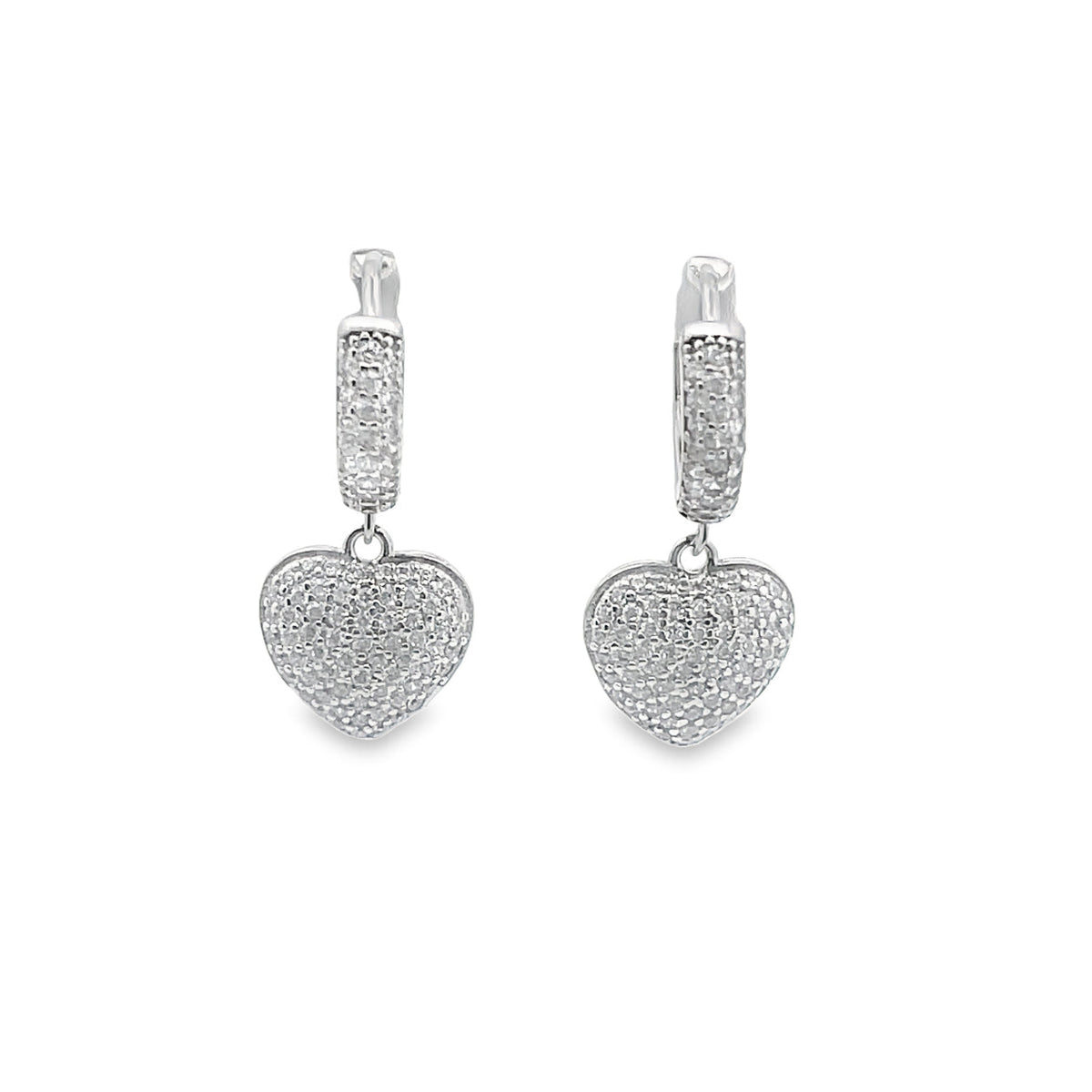 Dangle CZ Heart Huggies Earrings (L228) MIA Jewelry