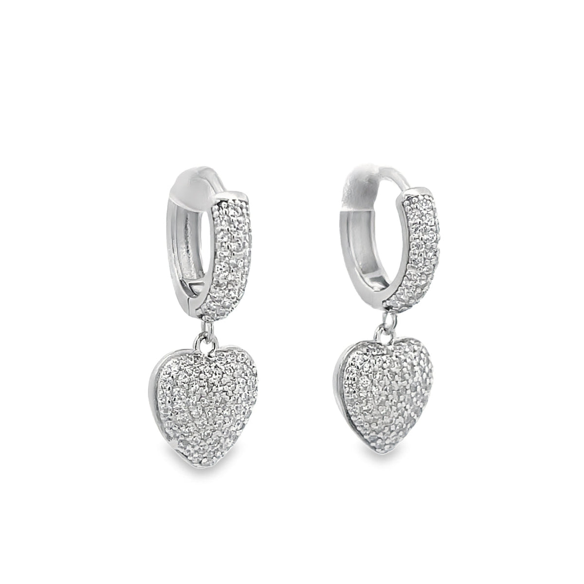 Dangle CZ Heart Huggies Earrings (L228) MIA Jewelry