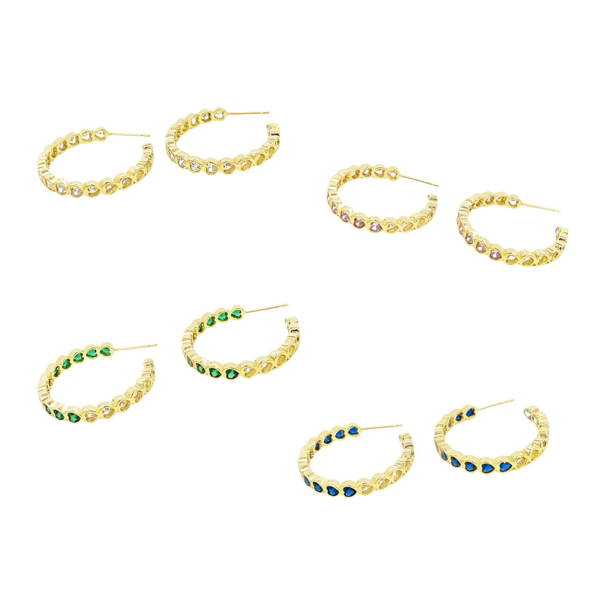 Part Colored CZ Heart Hoops (J315) MIA Jewelry
