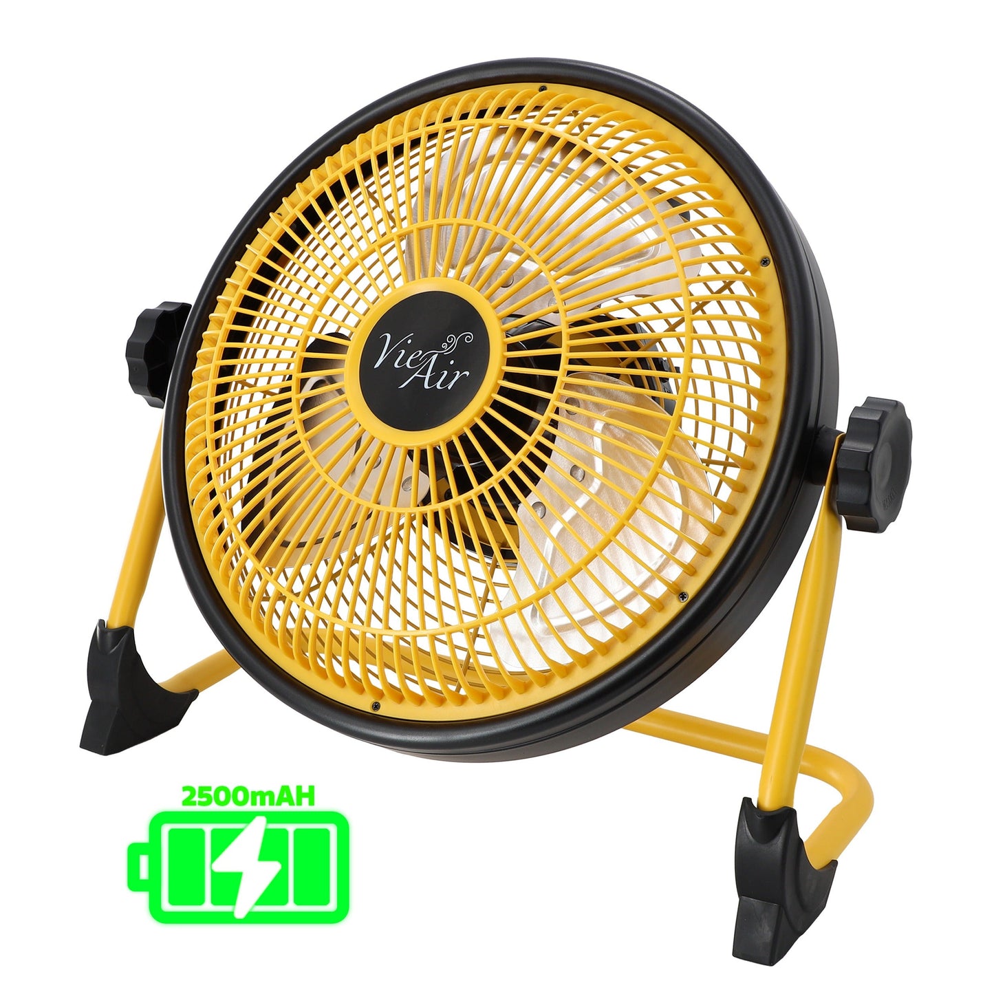 Vie Air 12 Inch Rechargeable Indoor/Outdoor Floor Fan (IPX4 Rated) in Yellow W2B
