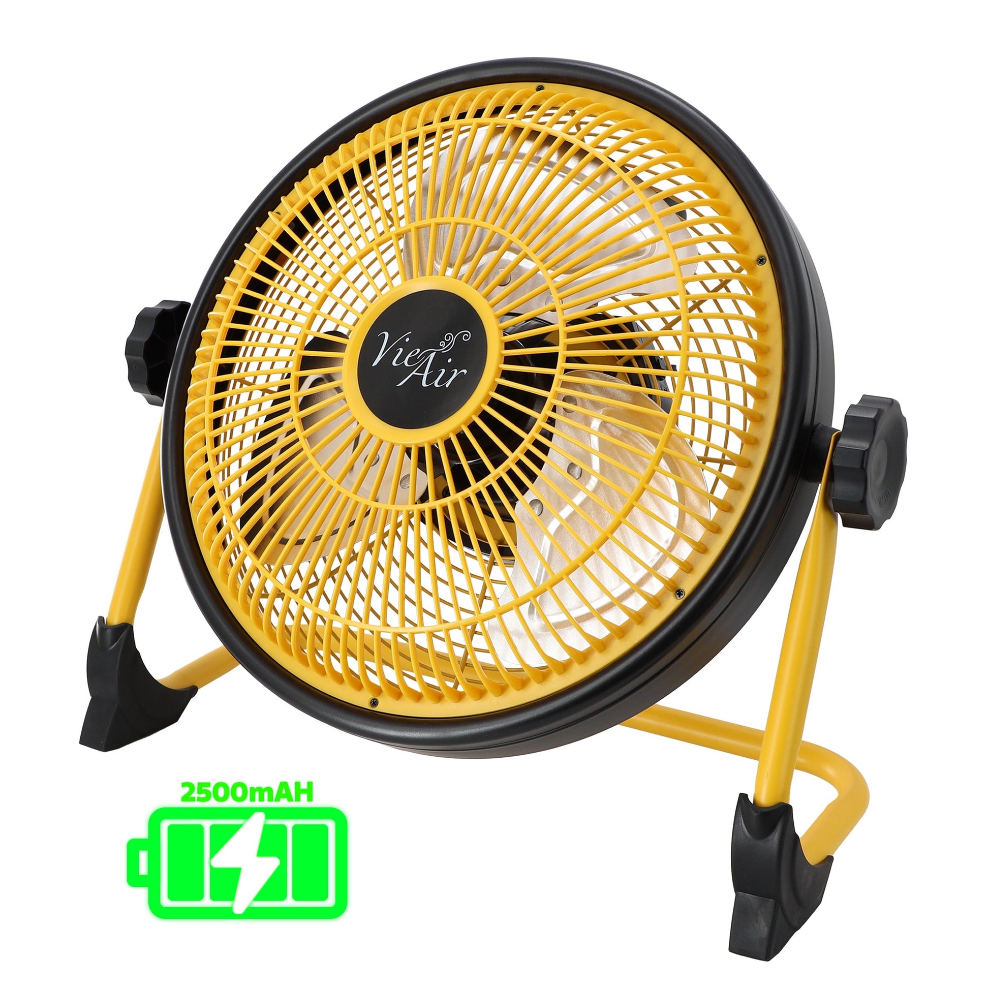 Vie Air 12 Inch Rechargeable Indoor/Outdoor Floor Fan (IPX4 Rated) in Yellow W2B