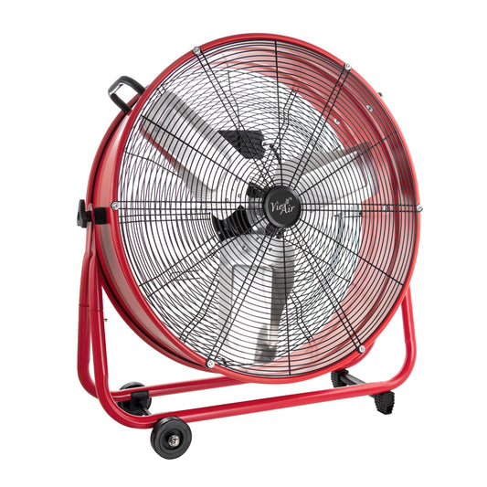 Vie Air 24 Inch Commercial Floor Drum Fan in Red W2B