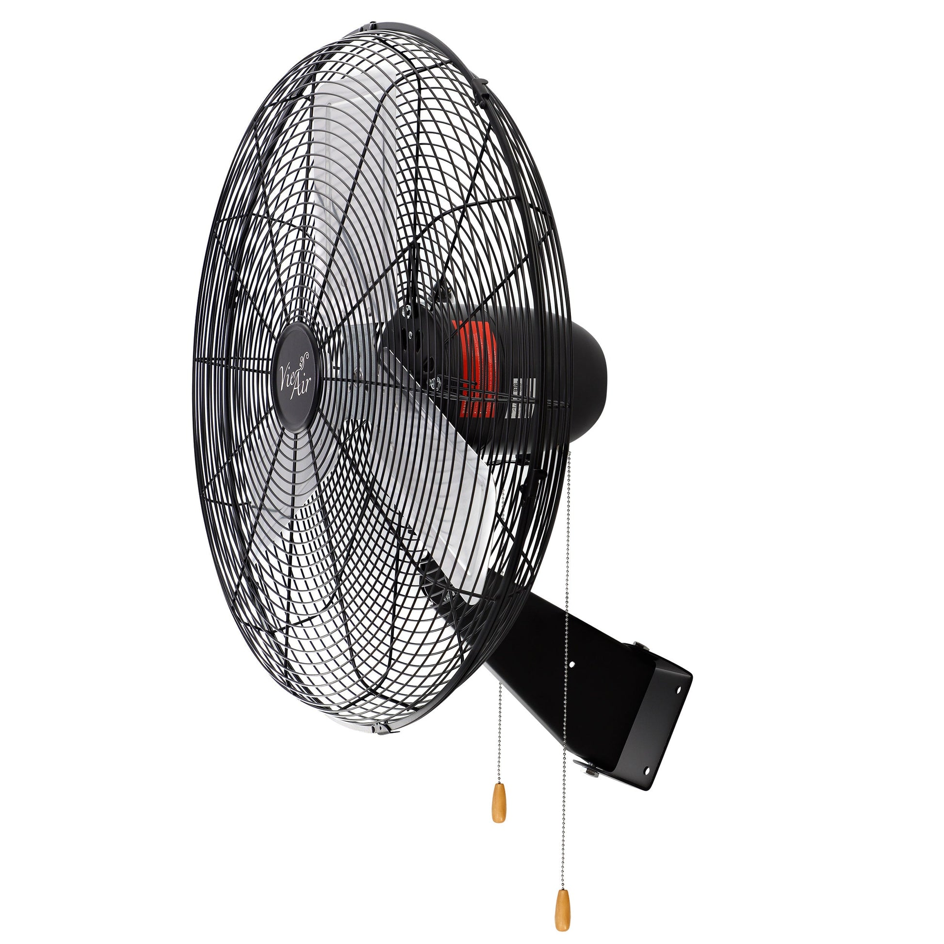 The Vie Air 24 Inch Tilting Wall Mountable Heavy Duty Commercial Strength Oscillating Fan with 3 Speed Motor in Black W2B
