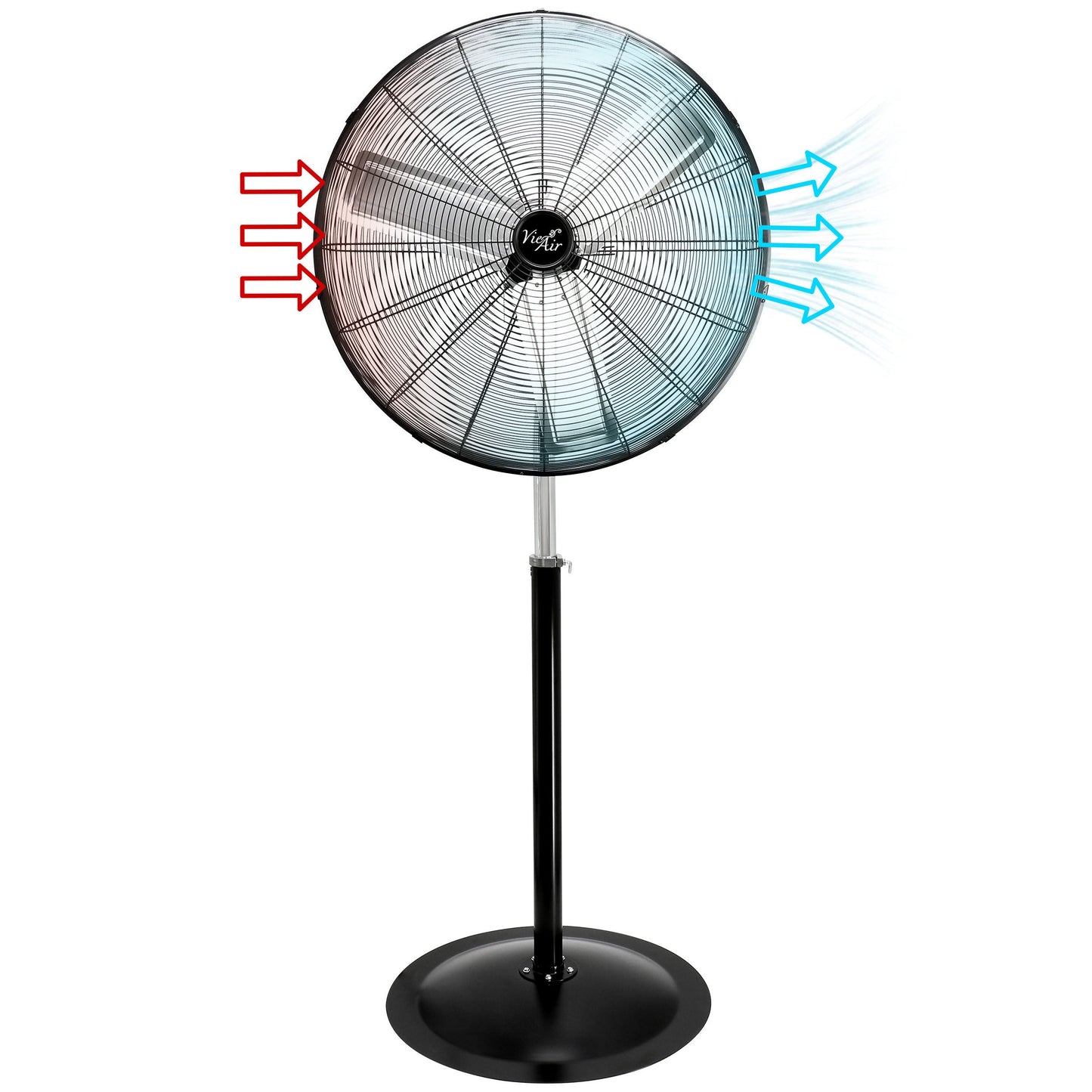 Vie Air 30 Inch Industrial Heavy Duty Pedestal Oscillating Metal Stand Fan W2B