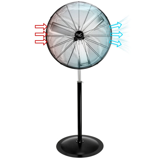 Vie Air 30 Inch Industrial Heavy Duty Pedestal Oscillating Metal Stand Fan W2B
