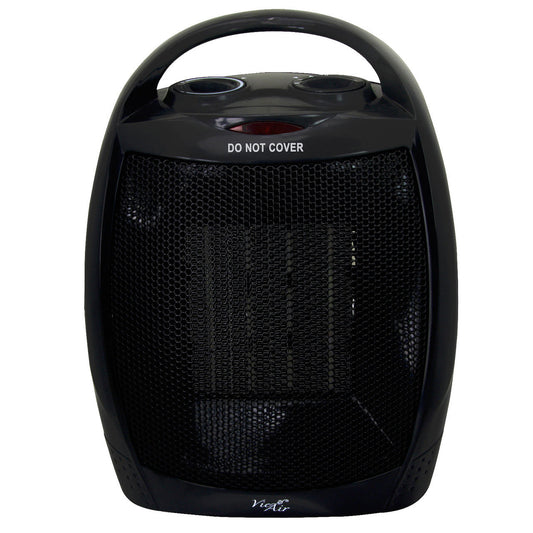 Vie Air 1500W Portable 2 Settings Black Ceramic Heater with Adjustable Thermostat VIE AIR