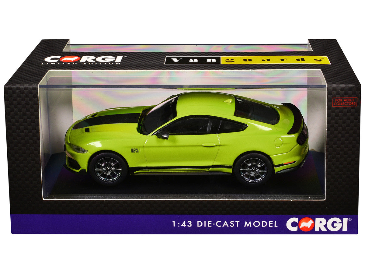 Ford Mustang Mk6 Mach 1 RHD (Right Hand Drive) Grabber Yellow with Black Stripes "Vanguards" Series 1/43 Diecast Model Car by Corgi Corgi