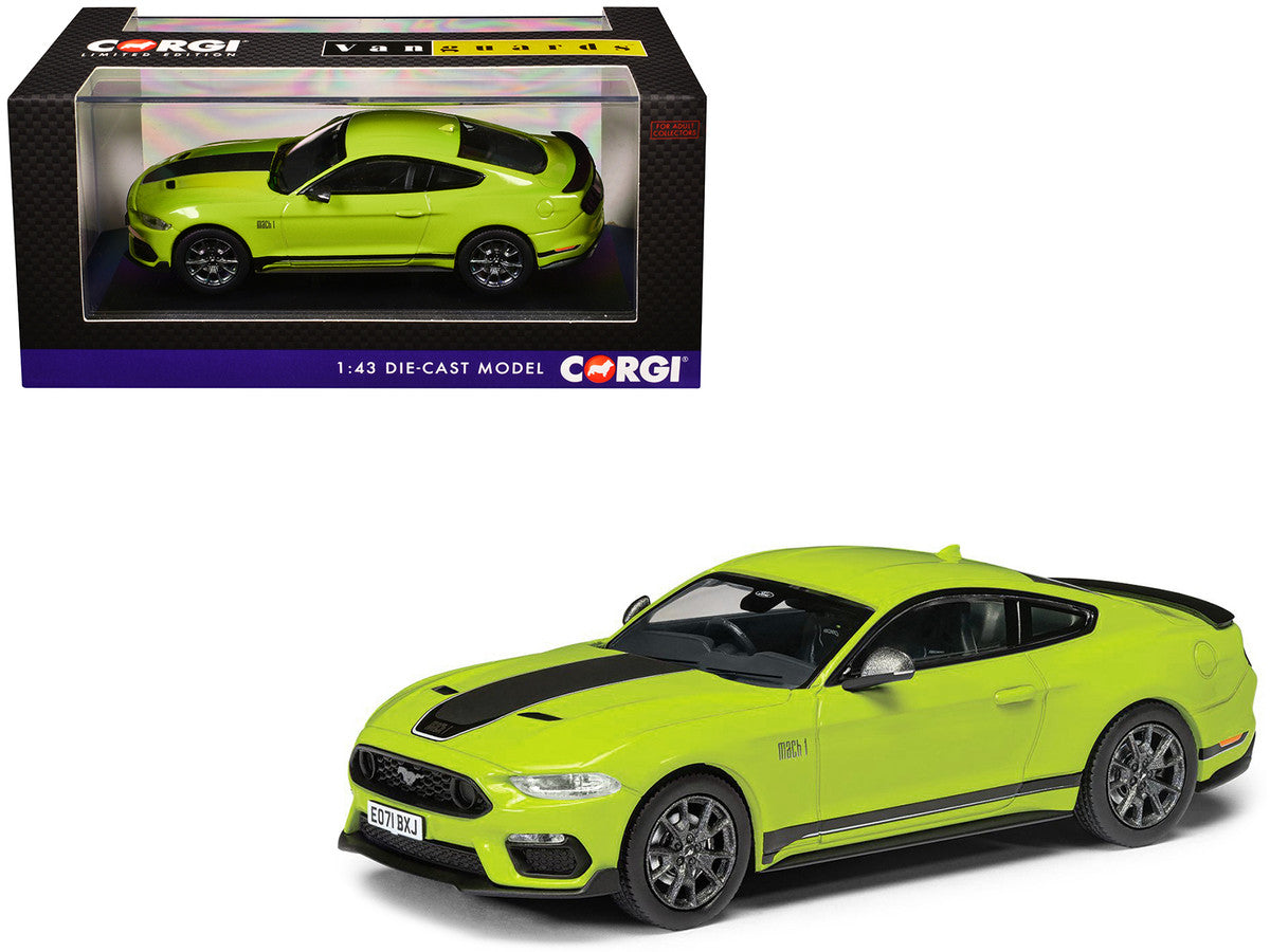 Ford Mustang Mk6 Mach 1 RHD (Right Hand Drive) Grabber Yellow with Black Stripes "Vanguards" Series 1/43 Diecast Model Car by Corgi Corgi