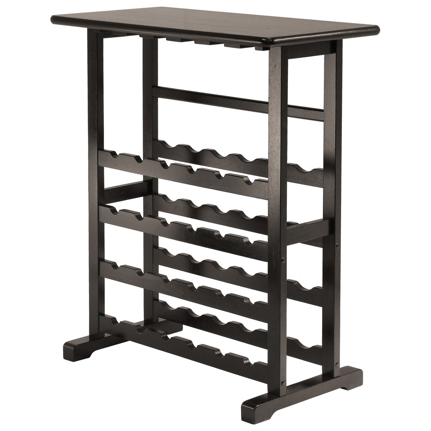 Floor-Standing Dark Espresso Brown 24-Bottle Wine Rack FastFurnishings