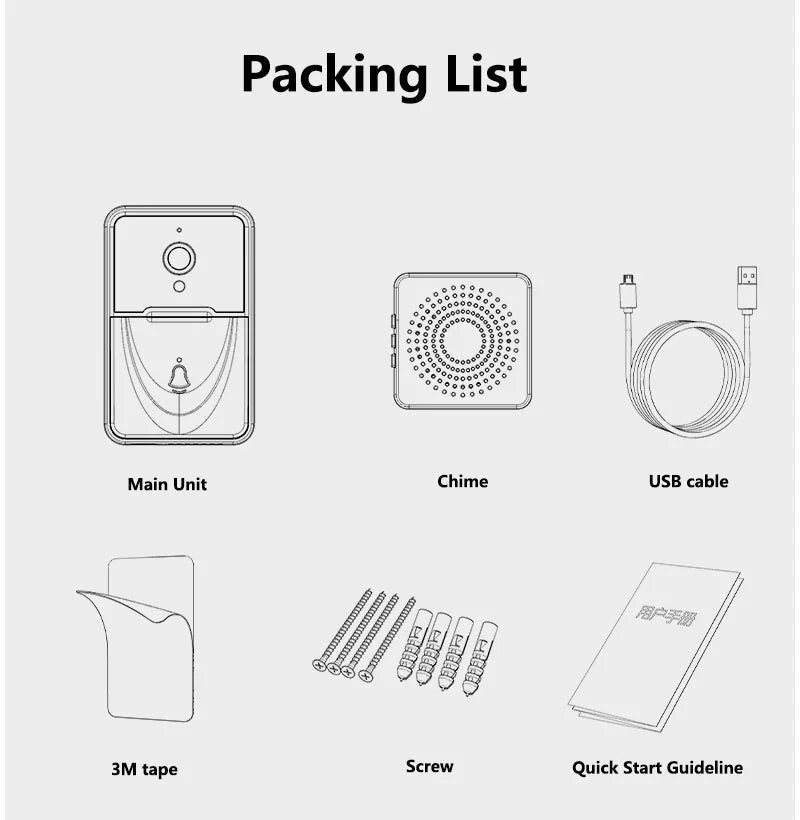 Wireless Security Smart WiFi Doorbell Intercom Video Camera Door Ring Bell Chime Pi-Mart