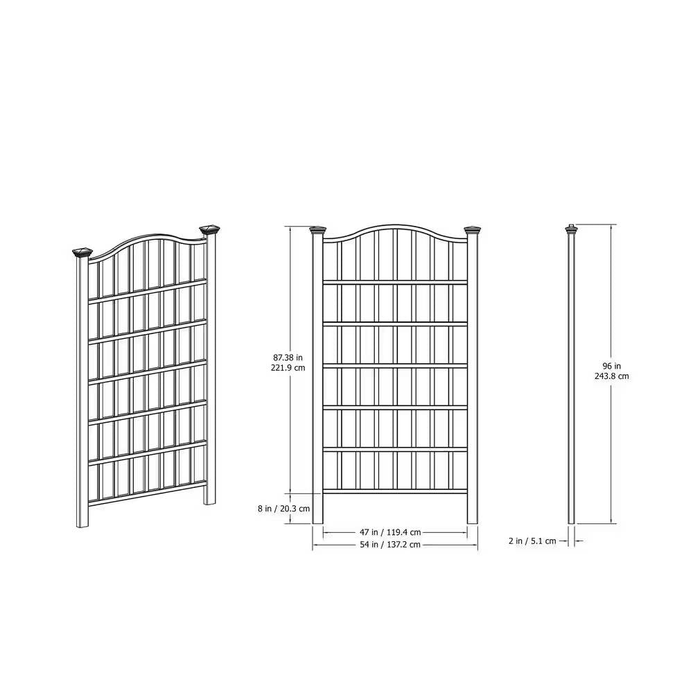 Large 8-Ft x 4.5-Ft Outdoor White Vinyl Garden Trellis Privacy Screen FastFurnishings