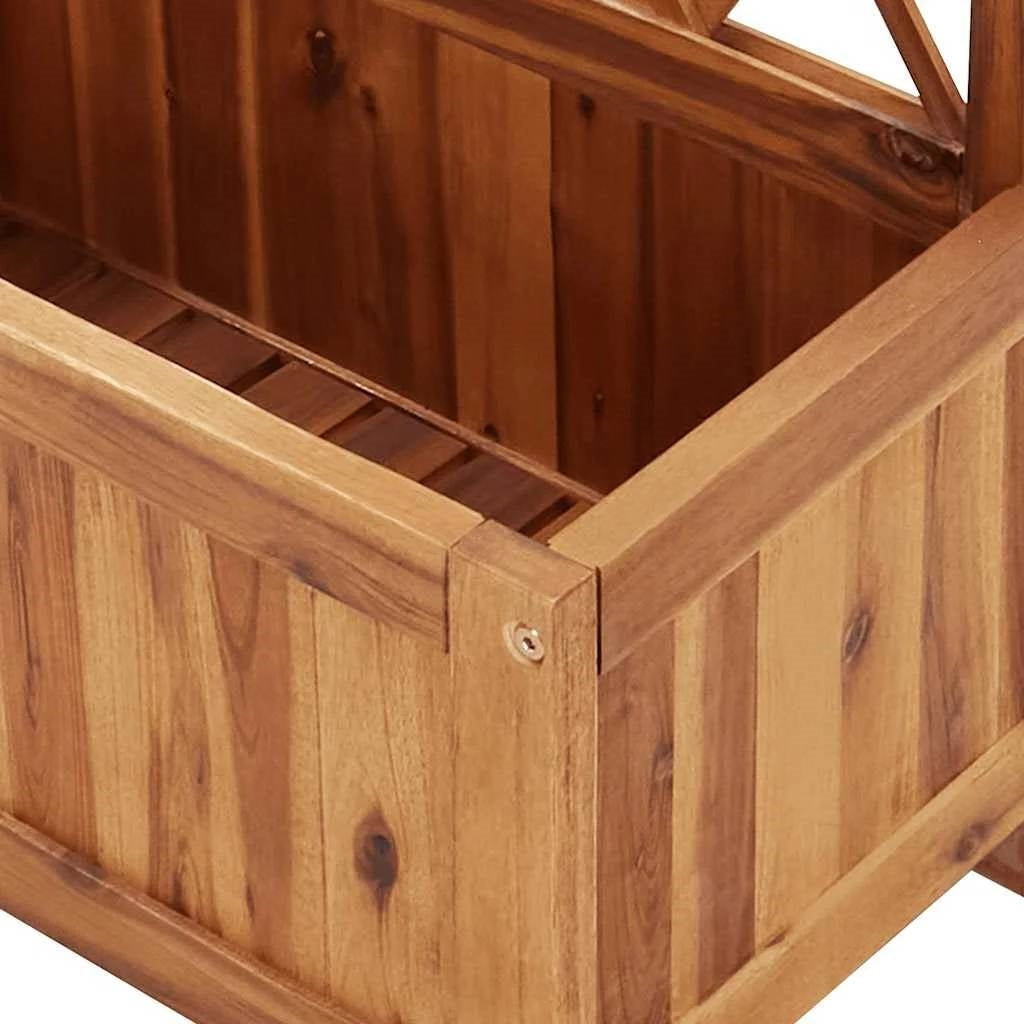Solid Wood Outdoor Raised Garden Bed Planter with Lattice Trellis FastFurnishings