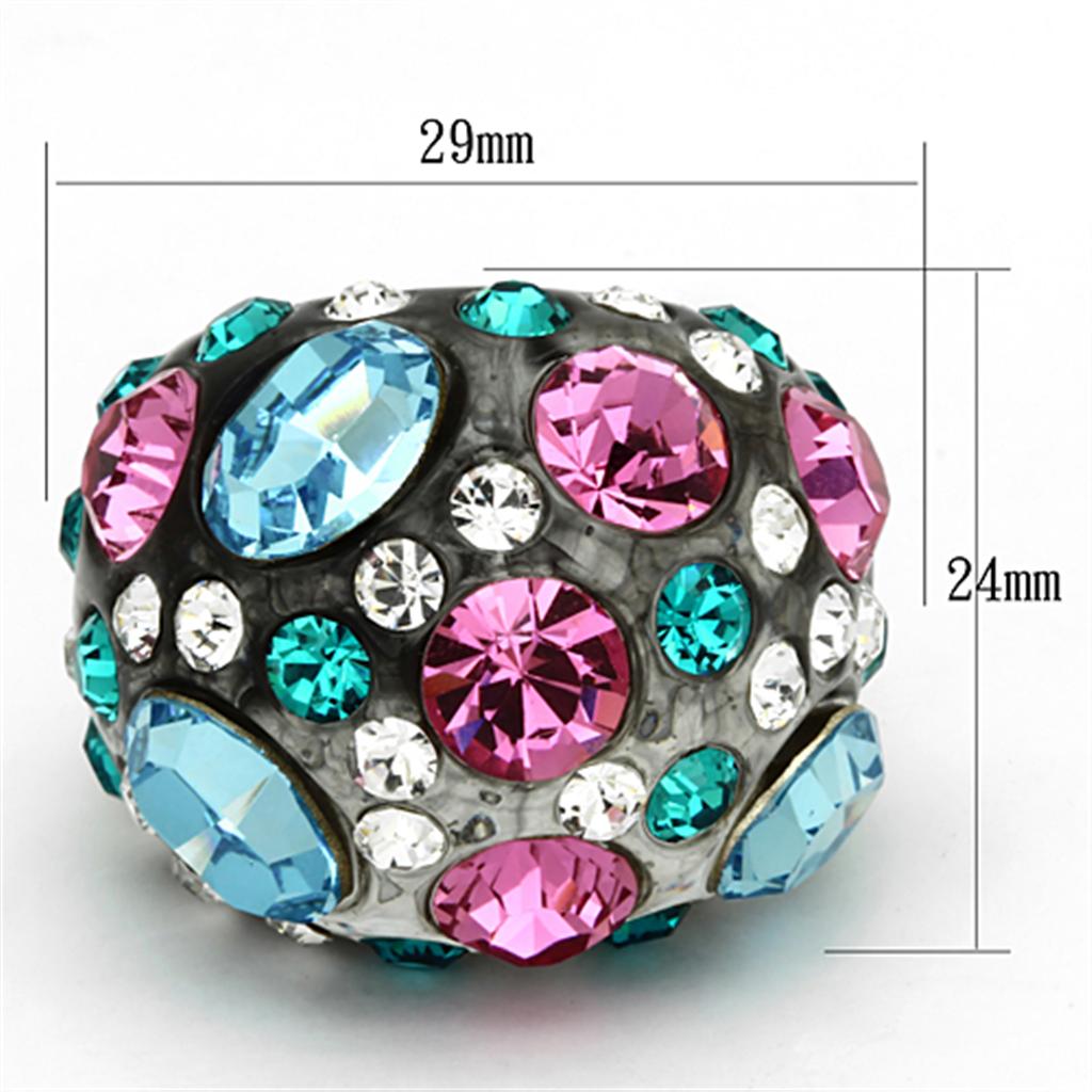 VL103 -  Resin Ring with Top Grade Crystal  in Multi Color-1