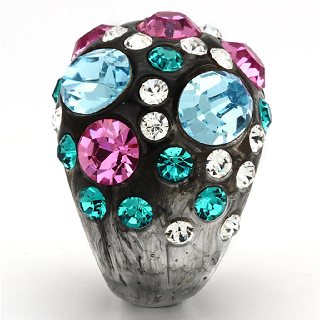 VL103 -  Resin Ring with Top Grade Crystal  in Multi Color-3