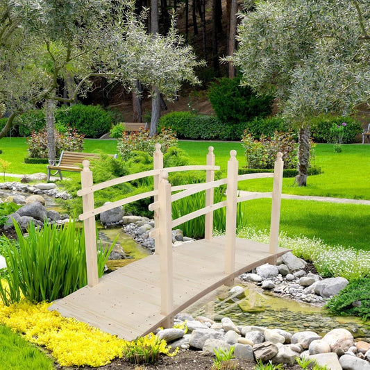 Outdoor 7.5-Ft Wooden Garden Bridge in Natural Wood Finish FastFurnishings
