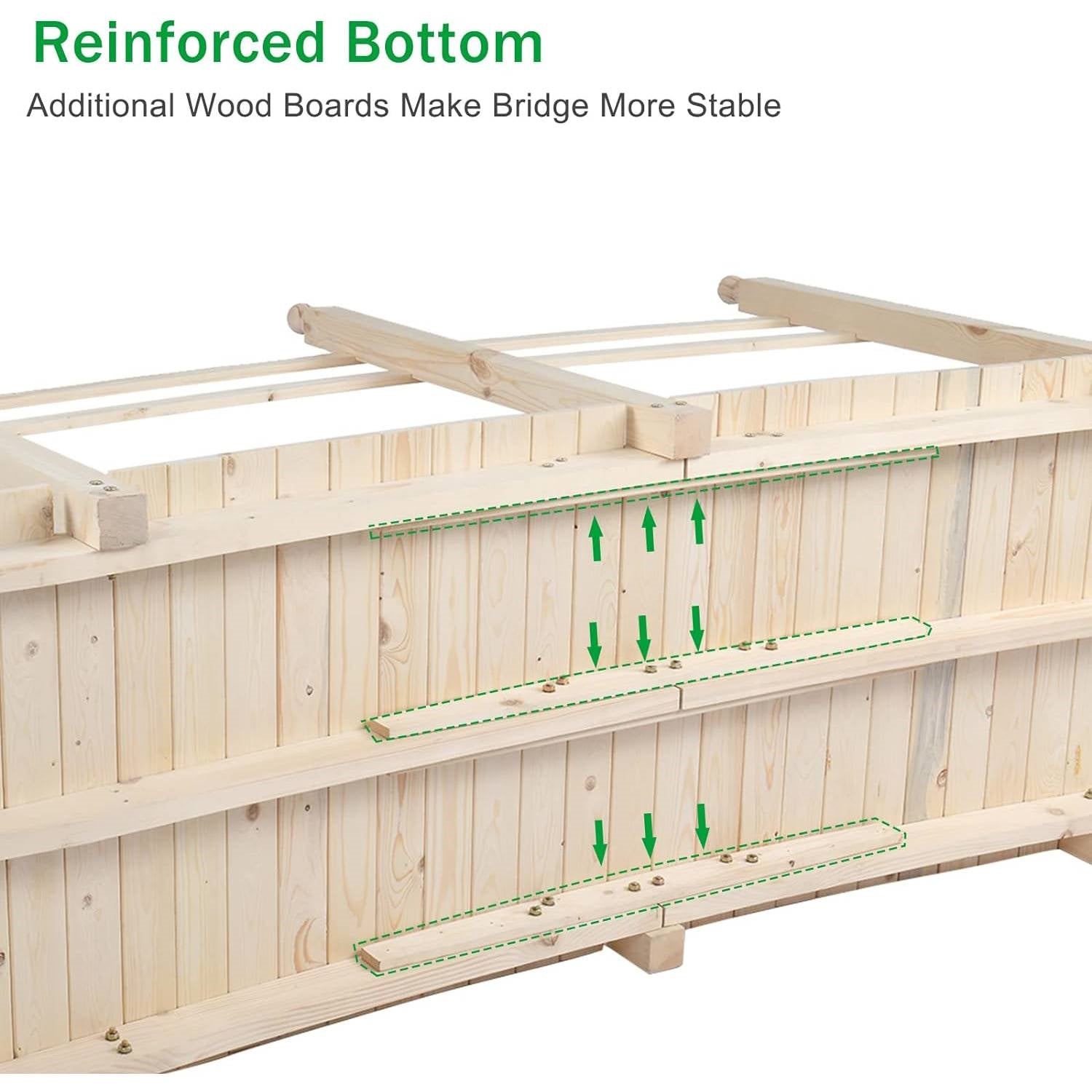 Outdoor 7.5-Ft Wooden Garden Bridge in Natural Wood Finish FastFurnishings