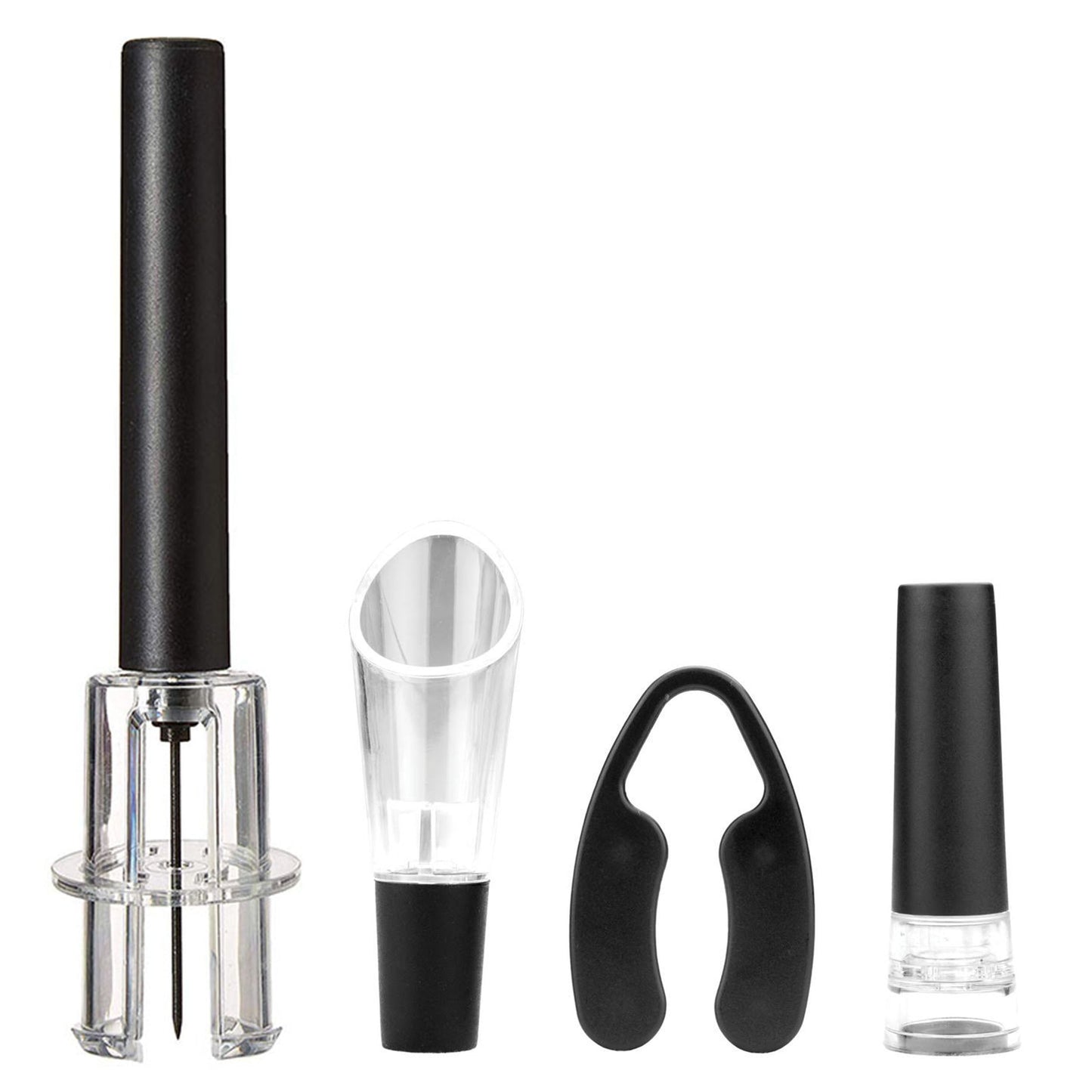 Brentwood Air Pump Wine Bottle Opener with Foil Cutter, Vacuum Stopper, Aerator Pourer W2B