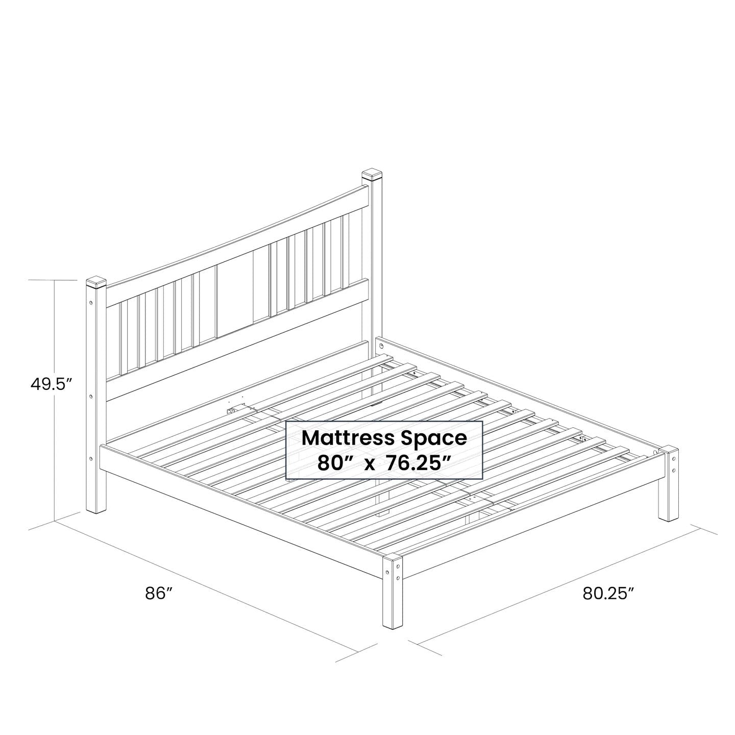 King Farmhouse Style Solid Wood Platform Bed Frame with Headboard in Walnut FastFurnishings