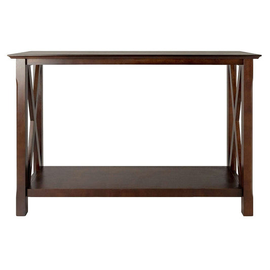 Cappuccino Brown Wood Console Sofa Table with Bottom Shelf-1