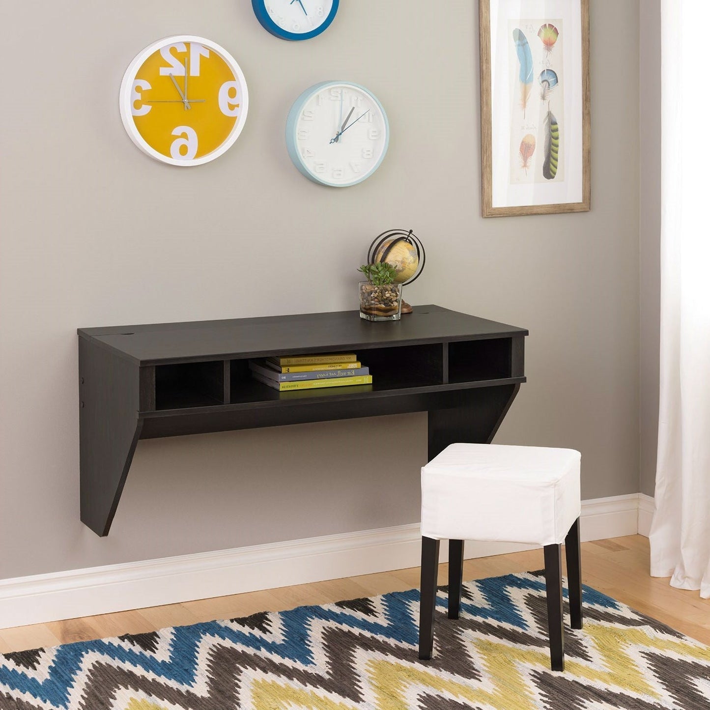 Contemporary Space Saver Floating Style Laptop Desk in Ebony FastFurnishings