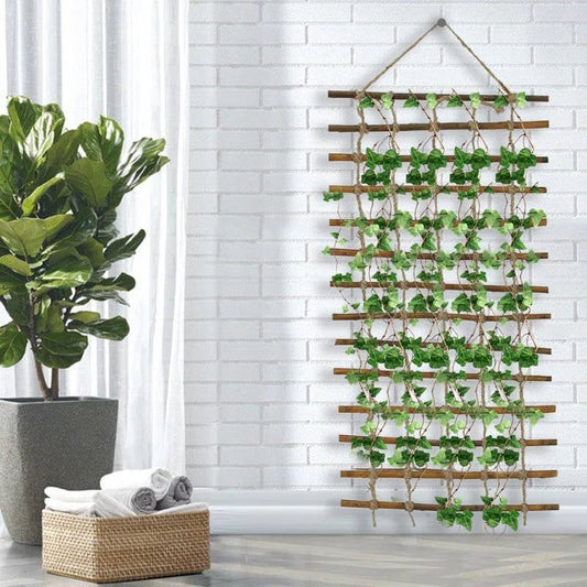 Indoor Outdoor Wall Hanging Willow Wood and Jute Garden Trellis FastFurnishings