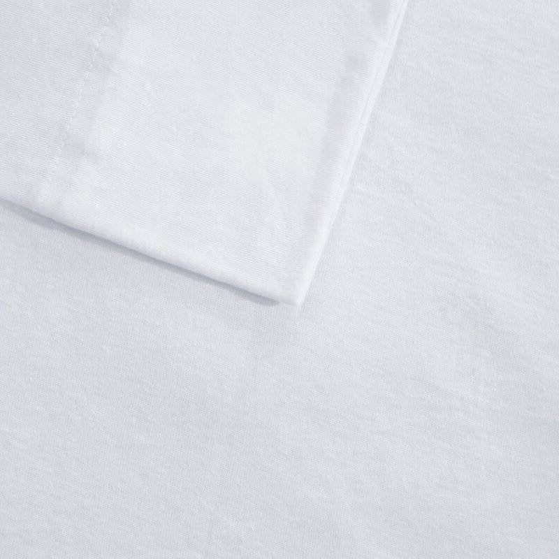 Full Size 4-Piece Cotton Blend Jersey Sheet Set in White FastFurnishings