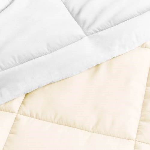 Full/Queen size 3-Piece Microfiber Reversible Comforter Set in White and Cream W2B