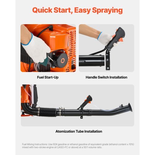 Backpack Fogger Sprayer, 63CC 3HP Engine, Gas Powered Fogger Sprayer with 4 Gallon Tank, Powder and Liquid Mister Duster System for Effective Fleas Ticks Critters Control, Gardening & Farming W2B