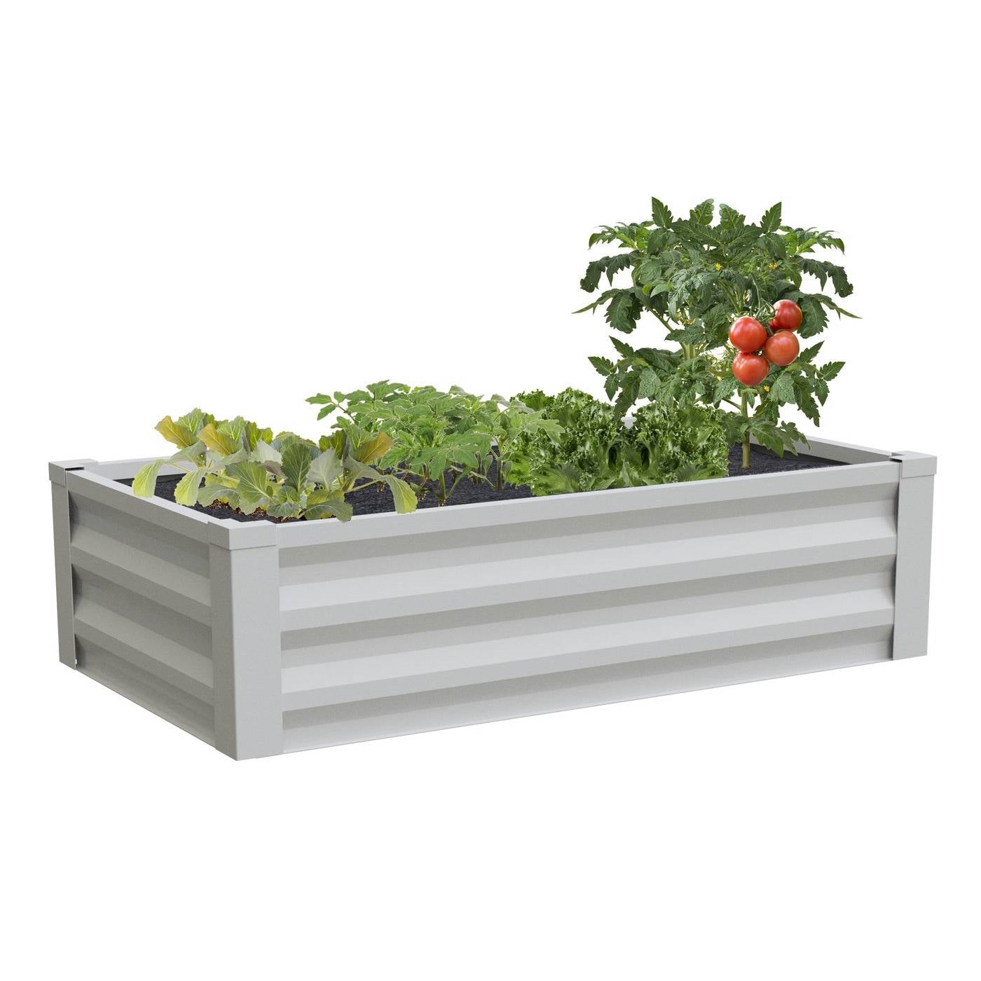 White Powder Coated Metal Raised Garden Bed Planter Made In USA FastFurnishings