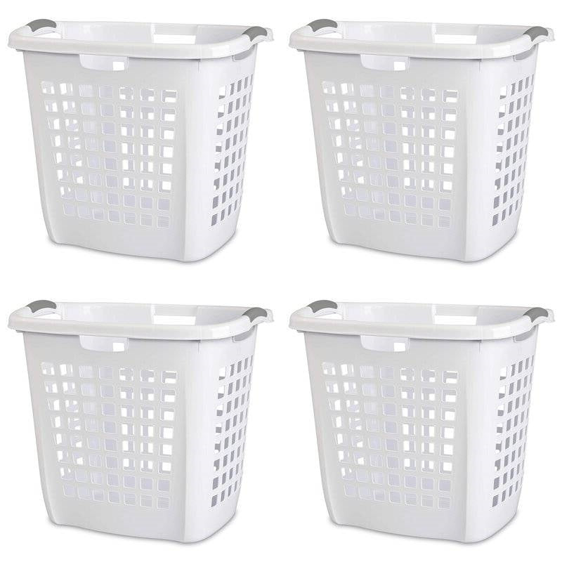 Set of 4 Heavy Duty Plastic Laundry Hamper Dirty Clothes Basket FastFurnishings