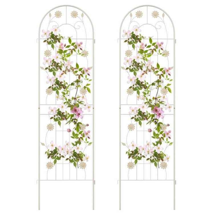 Set of 2- 6-ft Galvanized Steel Outdoor Garden Trellis in White Metal Finish FastFurnishings