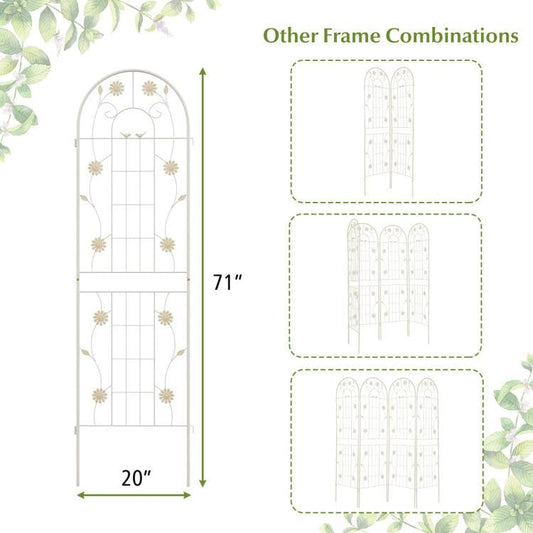 Set of 2- 6-ft Galvanized Steel Outdoor Garden Trellis in White Metal Finish FastFurnishings