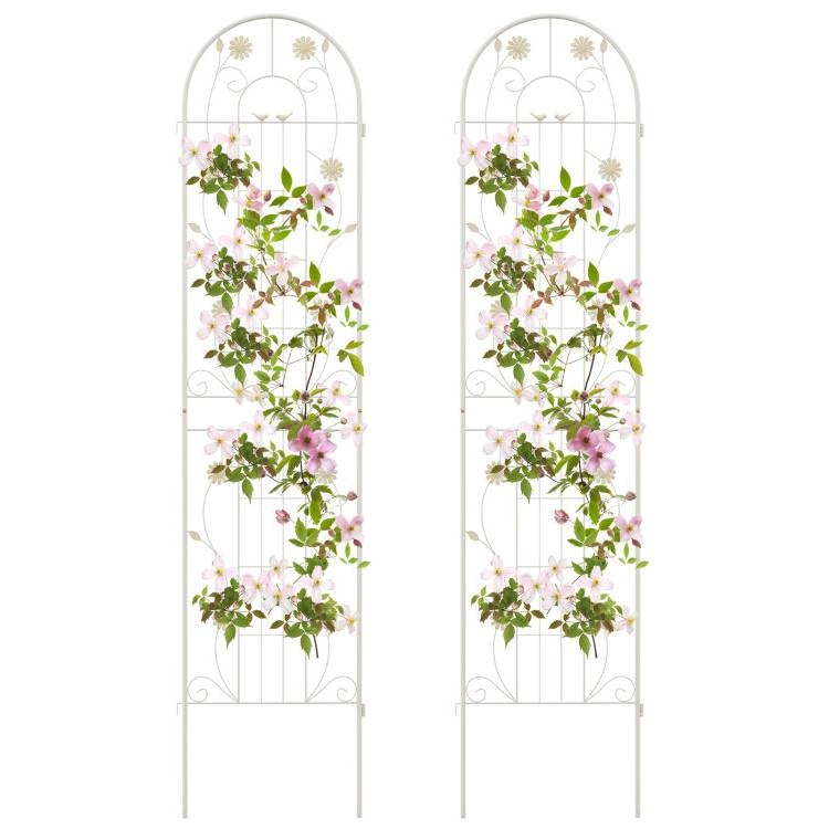 2 Pack - 7-ft Galvanized Steel Garden Trellis in White Metal Outdoor Finish FastFurnishings