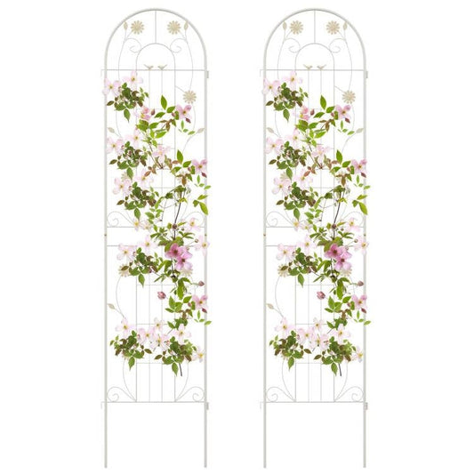 2 Pack - 7-ft Galvanized Steel Garden Trellis in White Metal Outdoor Finish FastFurnishings