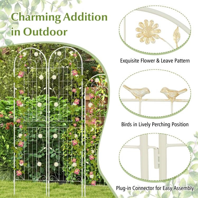 2 Pack - 7-ft Galvanized Steel Garden Trellis in White Metal Outdoor Finish FastFurnishings